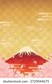 Illustration der Kirschblüten und des roten Fuji