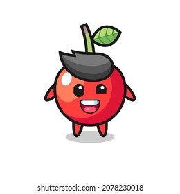illustration of an cherry character with awkward poses , cute style design for t shirt, sticker, logo element