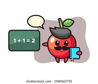 Illustration of cherry character as a teacher