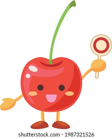 Ilustración de una cereza con un círculo