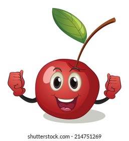 Illustration of a cherry with face
