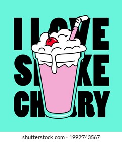 ILLUSTRATION CHERRY FLAVOR SHAKE WITH FRUIT