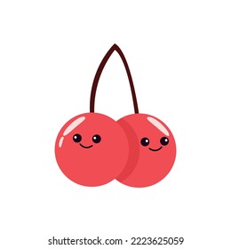 Illustration Of Cherry Fruit With A Smile