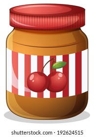 Illustration of a cherry jam on a white background