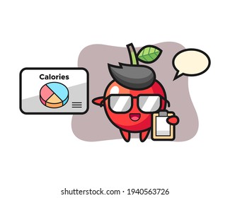 Illustration of cherry mascot as a dietitian