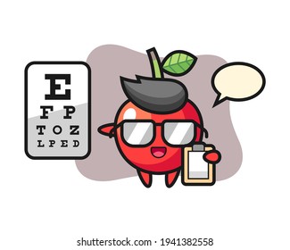 Illustration of cherry mascot as a ophthalmology