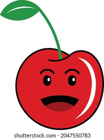 illustration of cherry mascot with smile expression for food shop, fruit, retail, juice, healthy, nature, natural supplement, restaurant, etc.