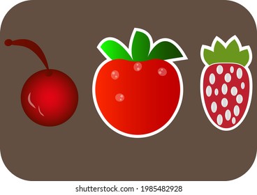 Illustration of cherry and strawberry fruit