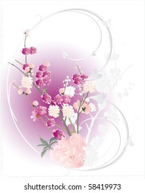 illustration with cherry tree flowers