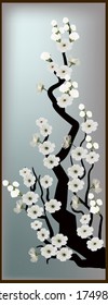ilustración con flores de árbol de cerezo sobre fondo claro