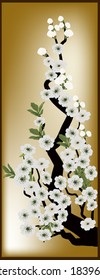ilustración con flores de árbol de cerezo sobre fondo claro