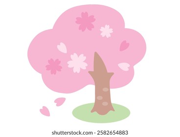 Illustration of a cherry tree in full bloom
