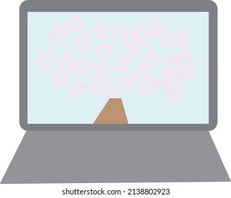 Illustration of the cherry tree to look at from a PC online