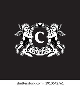 Illustration of cherubs classic logo vector The Concept of Isolated Technology. Flat Cartoon Style Suitable for Landing Web Pages, Banners, Flyers, Stickers, Cards