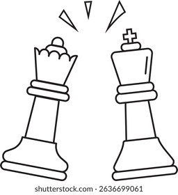 an illustration of a chess battle between the king and the queen
