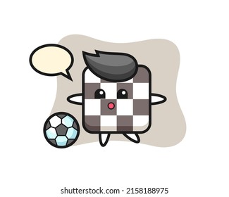 Illustration of chess board cartoon is playing soccer , cute style design for t shirt, sticker, logo element