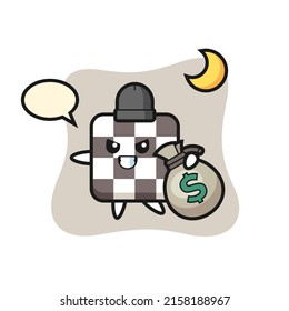 Illustration of chess board cartoon is stolen the money , cute style design for t shirt, sticker, logo element