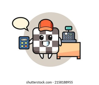 Illustration of chess board character as a cashier , cute style design for t shirt, sticker, logo element