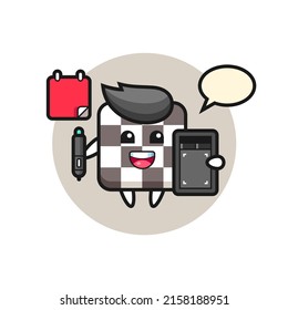 Illustration of chess board mascot as a graphic designer , cute style design for t shirt, sticker, logo element