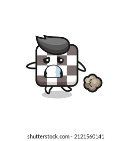 illustration of the chess board running in fear , cute style design for t shirt, sticker, logo element