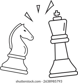 illustration of a chess match with a knight piece against the king