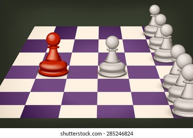 illustration of chess on violet field with some pawns