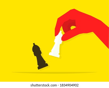 Illustration of a chess piece capturing another piece