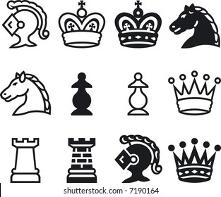 Illustration of Chess Silouettes - Vector