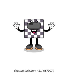 Illustration of chessboard with a vr headset , character design