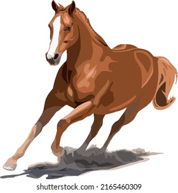 Illustration of chestnut horse running 