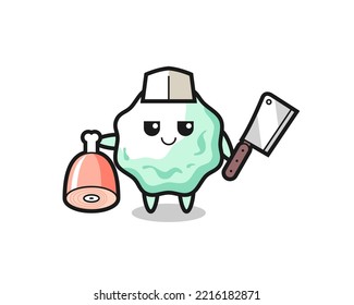 Illustration of chewing gum character as a butcher , cute design