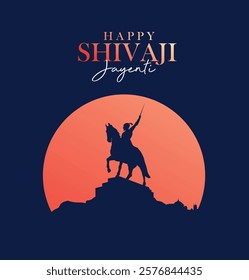 Illustration of Chhatrapati Shivaji Maharaj, the great warrior of Maratha from Maharashtra India . sunset or sunrise background. Vector Illustration 