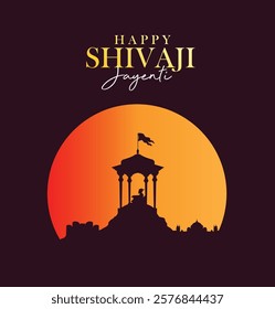 Illustration of Chhatrapati Shivaji Maharaj, the great warrior of Maratha from Maharashtra India . sunset or sunrise background. Vector Illustration 