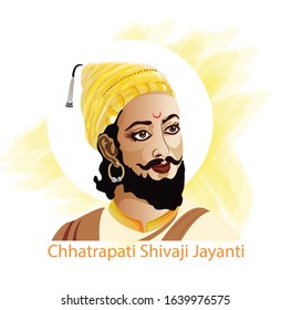 illustration of chhatrapati shivaji maharaj jayanti with hindi calligraphy. Shivaji Jayanti is a festival and public holiday.