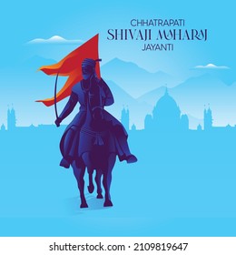 illustration of chhatrapati shivaji maharaj jayanti with hindi (chhatrapati shivaji) calligraphy
