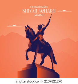 illustration of chhatrapati shivaji maharaj jayanti with hindi (chhatrapati shivaji) calligraphy
