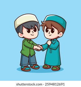 illustration of chibi characters shaking hands