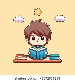 illustration of chibi reading a book