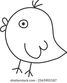 An illustration of a chick with distinctive hand drawn lines