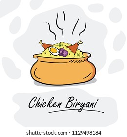 Ilustración De Pollo Biryani, Cocina India