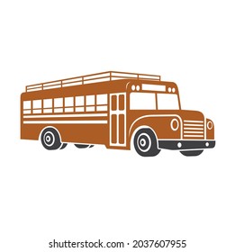 illustration of chicken bus, public transportation in Latin America. 