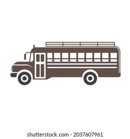 illustration of chicken bus, public transportation in Latin America. 