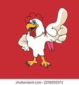 Illustration of a chicken cartoon character giving a thumbs up