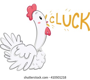 Illustration of a Chicken Clucking