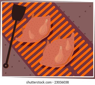 Illustration of chicken in colour background	