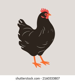 Illustration of chicken. Contour vector illustration.