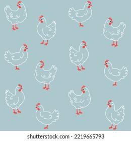 Illustration of chicken. Contour vector illustration.