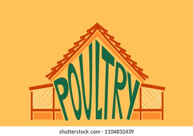 Illustration of a Chicken Coop with Poultry Lettering Inside