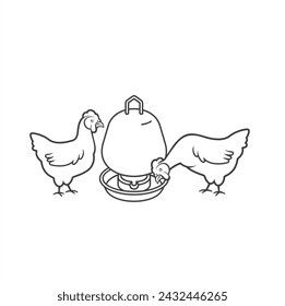 illustration of chicken drink place, vector art.