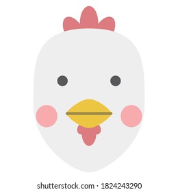 Illustration of a Chicken. Face icon.